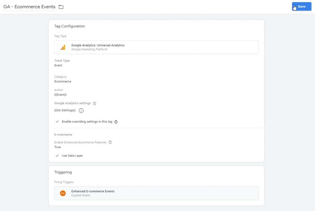 Google Analytics Enhanced Ecommerce Events from Data Layer Setup - Last Step