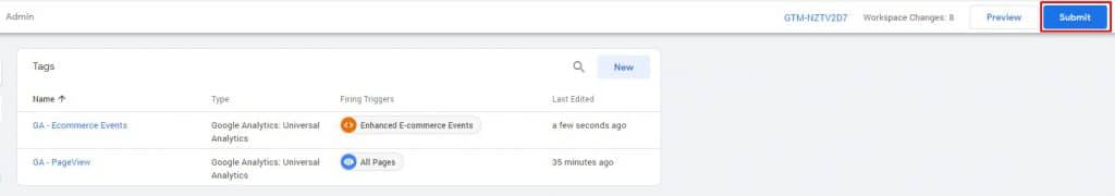 How to save Google Tag Manager changes